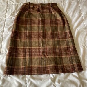 Vintage plaid wool blend skirt, size 12, John Meyer